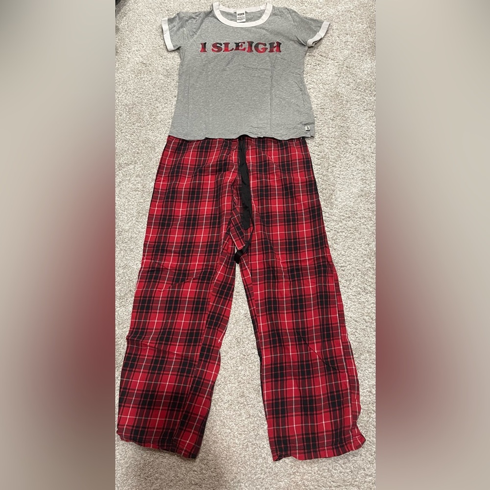 PINK V/S Red Plaid I Sleigh Pj Set Size S-L